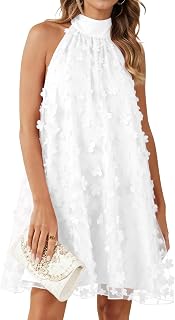 Gleeneat Women's Floral Halter Tulle A-Line Cocktail Dress - Sleeveless Swing Mini for Wedding Guests 2026 Summer