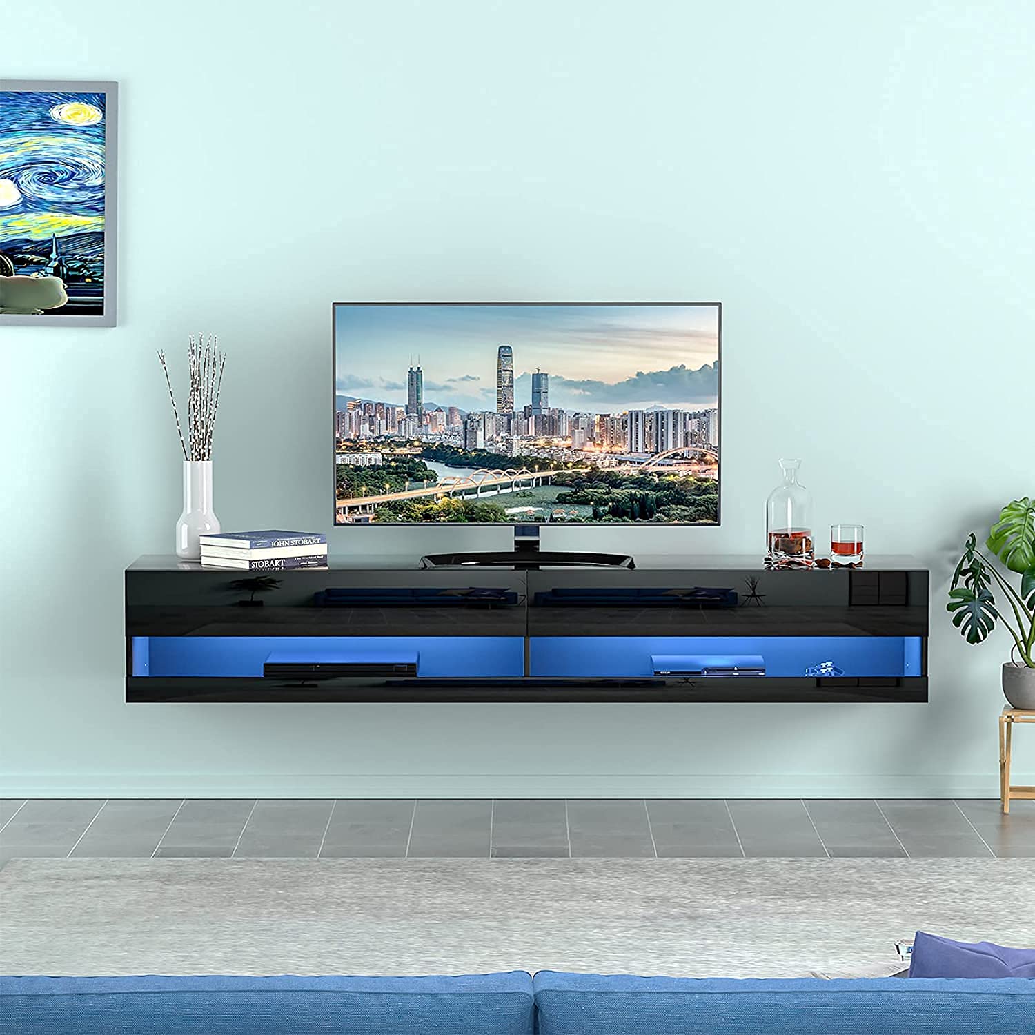 Buy LED Floating TV Stand Wall ed Media Console Entertainment Center