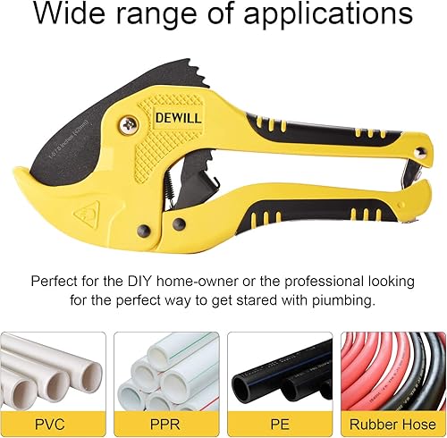Miniatura 5 de DEWILL Ratchet-type Pipe and PVC Cutter, One-hand Fast Pipe Cutting Tool, for Cutting1-5/8 inch PVC PPR Plastic Hoses and Pipe, Suitable for Home