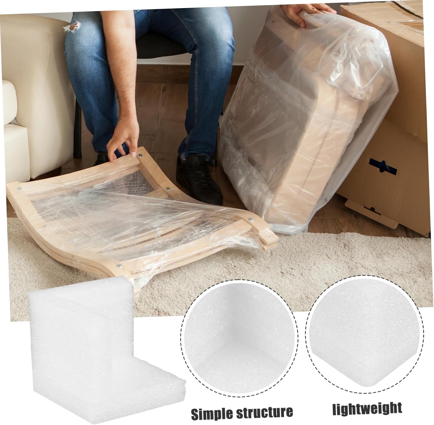 Ipetboom 12pcs Thickened Packaging Corner Protectors Lightweight Epe Edge Guards for Shipping Boxes Reusable Frame Corner Guards to Prevent Damage and Deformation During Moving and Packing