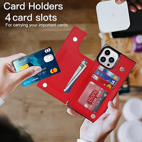 Miniatura 10 de Funda cruzada para teléfono iPhone 12  iPhone 12 Pro de cuero con tarjetero, funda protectora extraíble y ajustable con botón compatible con iPhone