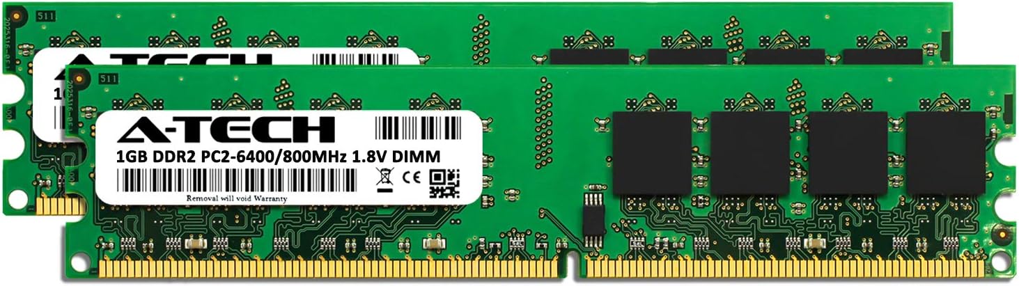 A-Tech 2GB (2 x 1GB) RAM for Intel Motherboard DG965SS | DDR2 800MHz DIMM PC2-6400 240-Pin Non-ECC UDIMM Memory Upgrade Kit