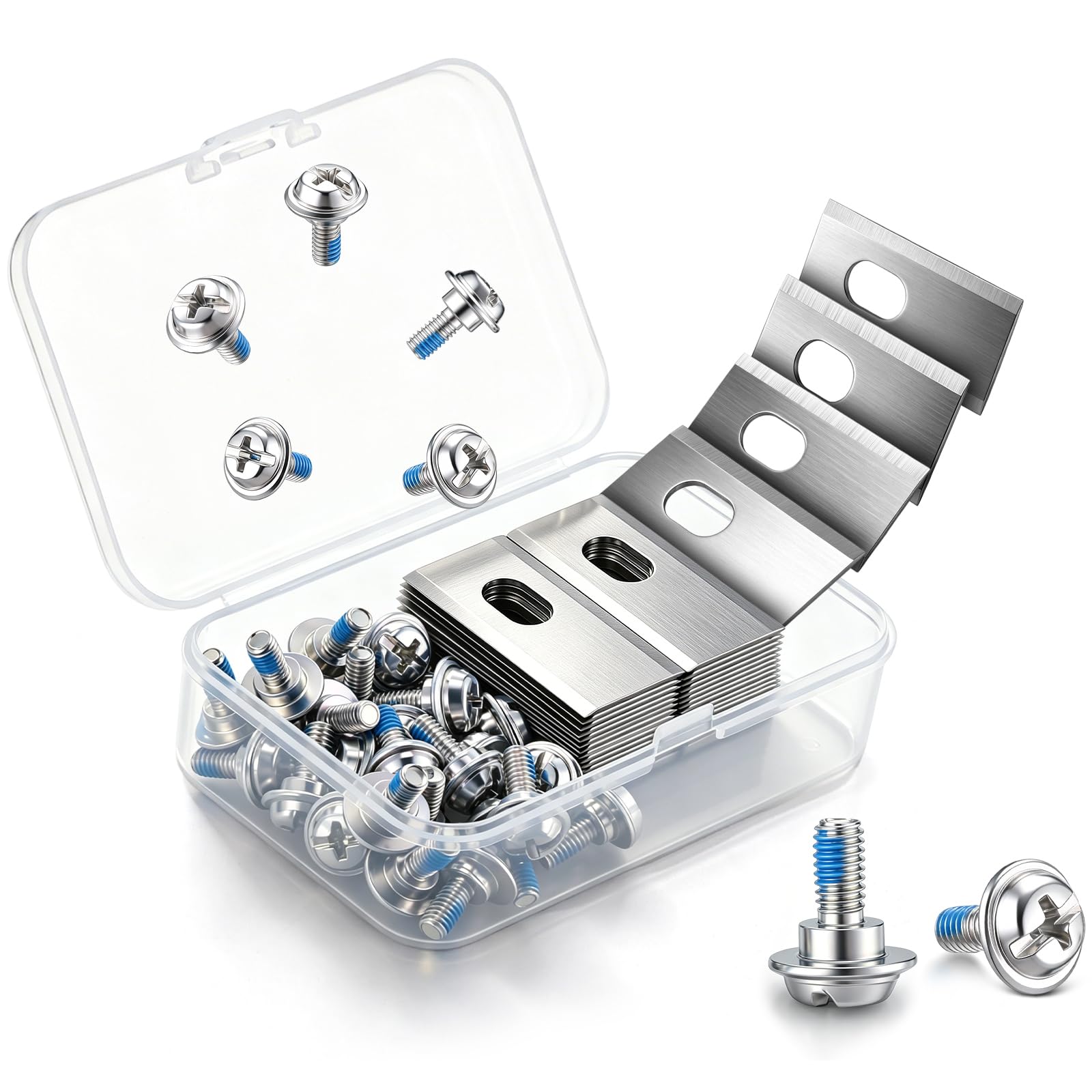 BBTO 24 lames de rechange et 24 vis, compatibles avec ViAX 250/500, MOVA 600/1000, LiDAX Ultra 800/1200/1600/1000 AWD/2000 AWD, NAVAX 3500/5000 AWD. Lames de rechange en acier inoxydable et alliage de