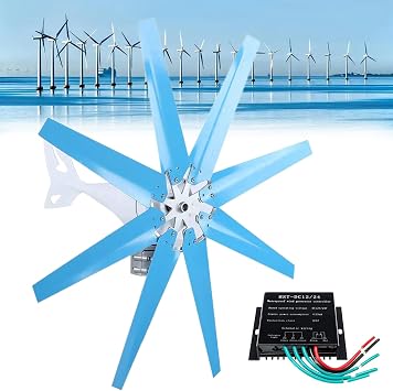 Wind Turbine 12000W, Magnetic Levitation Turbine for Home, Farm, RVs, Boats, 8 Blades / 10 Blades Blue Wind Generator for Home Use,8 Blades-48V