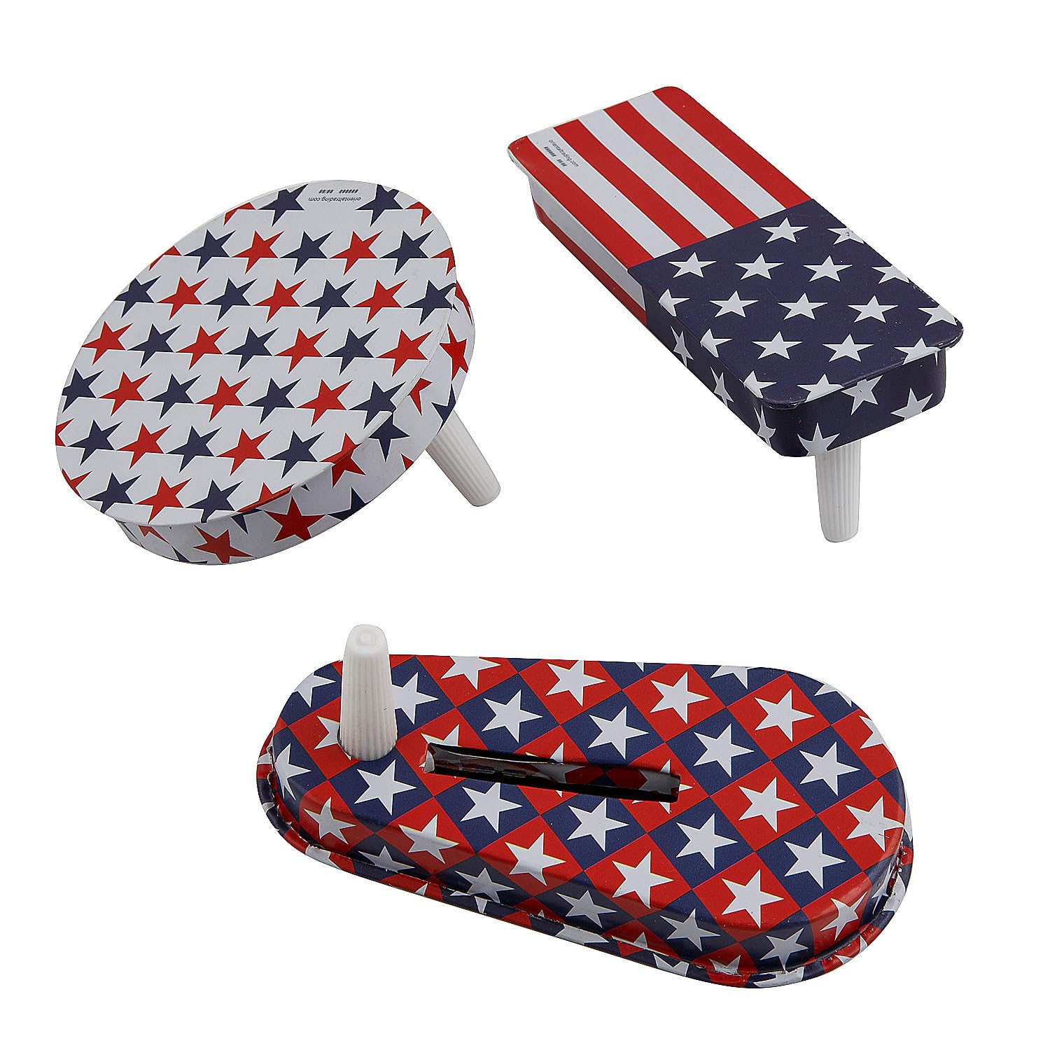 Fun Express 3 1/2" diam. Bulk 50 Pieces Patriotic Red, White & Blue Metal Noisemakers