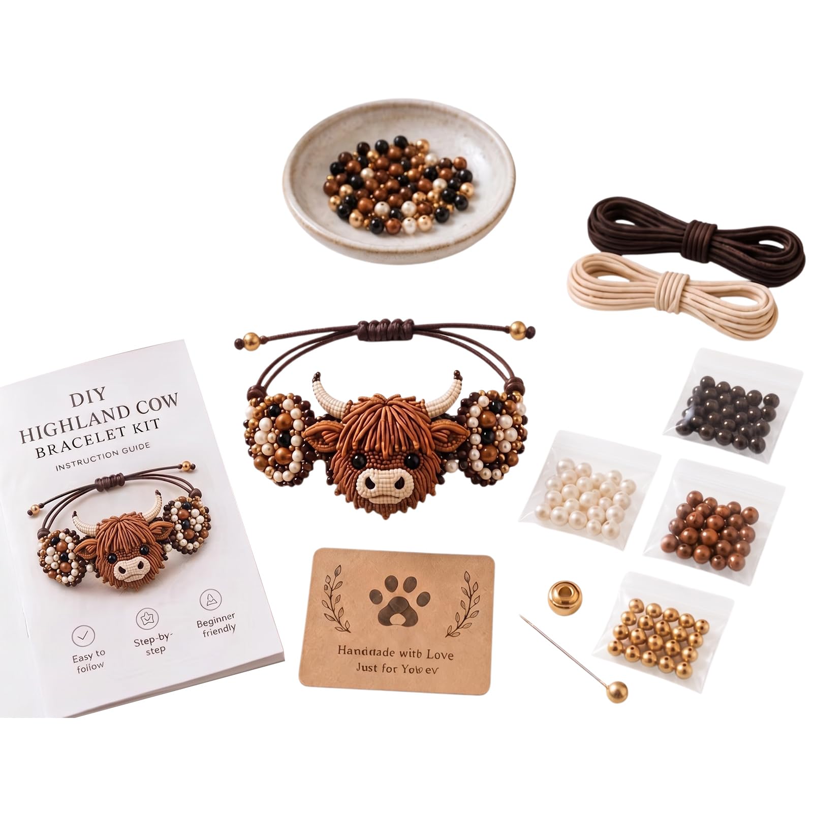 DIY Beaded Bracelet Making Kit, Cute Animals Beadwork Kits with Instructions, Adjustable Handmade Bead Weaving Jewelry Making Set for Adults Beginners Animals DIY Craft Lovers