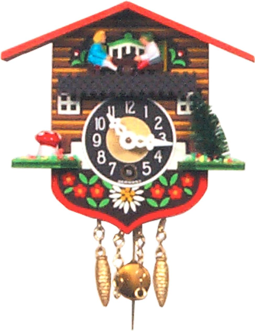 Alexander Taron Importer 129K Engstler Key Wound Clock-Mini Size-4" H x 4.25" W x 2.5" D, White