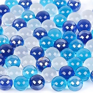 DomeStar 1LB Glass Marbles Bulk, Marbles for Vases 0.63 Inch Vase Fillers Blue Glass Beads Set Ocean Theme for Home Decor