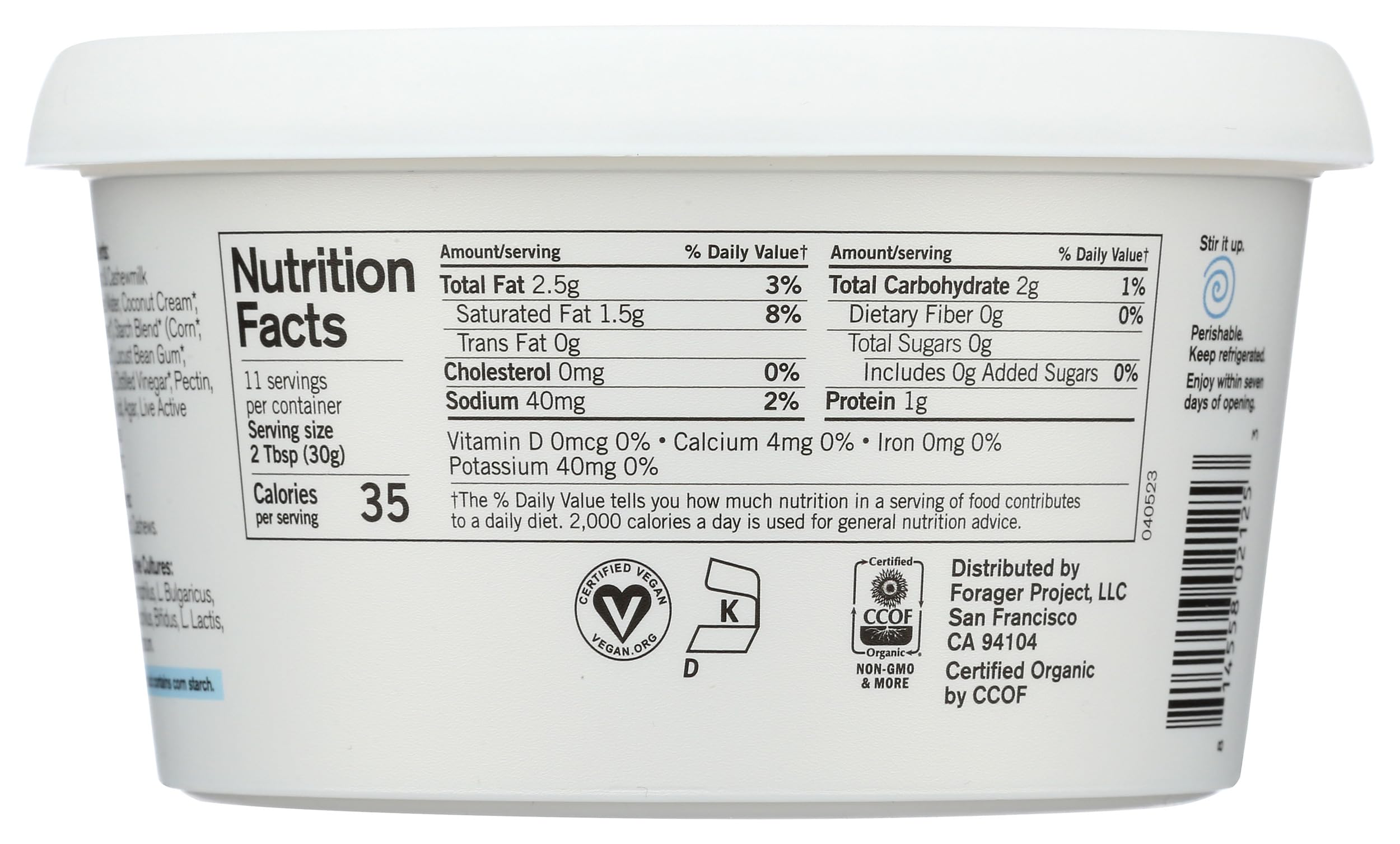 Forager Project Organic Dairy-Free Sour Cream Alternative 12 Ounce — view 2