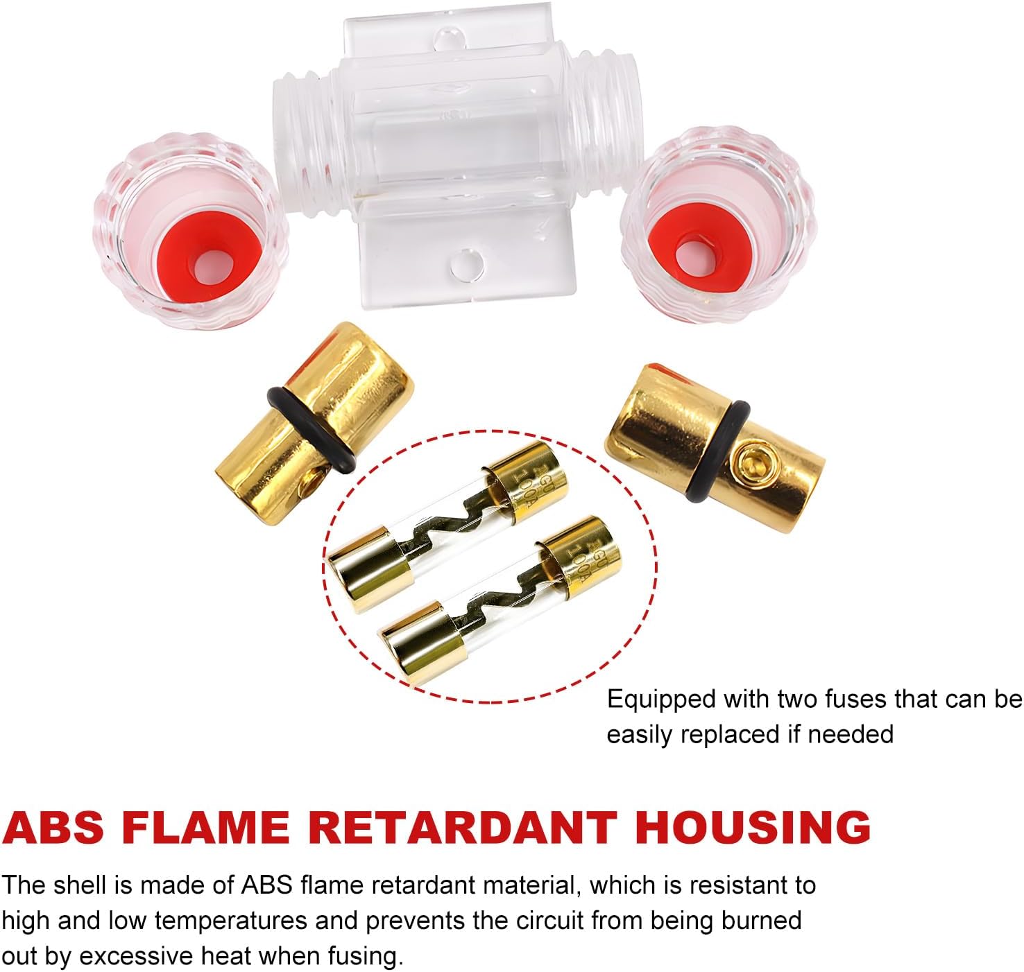 Ohleats 3 PCS Inline AGU Fuse Holder, 100A AGU Fuse for 4-10 Gauge AWG Wire, Car Audio/Alarm/Compressor Accessory