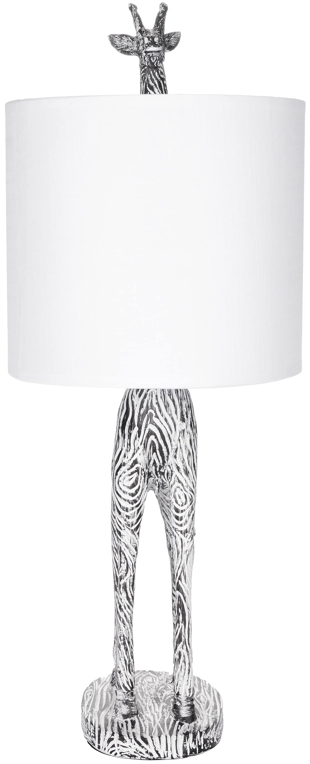 BRUBAKER Lámpara de Mesa o de Cabecera Jirafa África - Lámpara de Mesa con Base de Cerámica y Pantalla de Tela - 51,5 cm de Altura, Negro Blanco