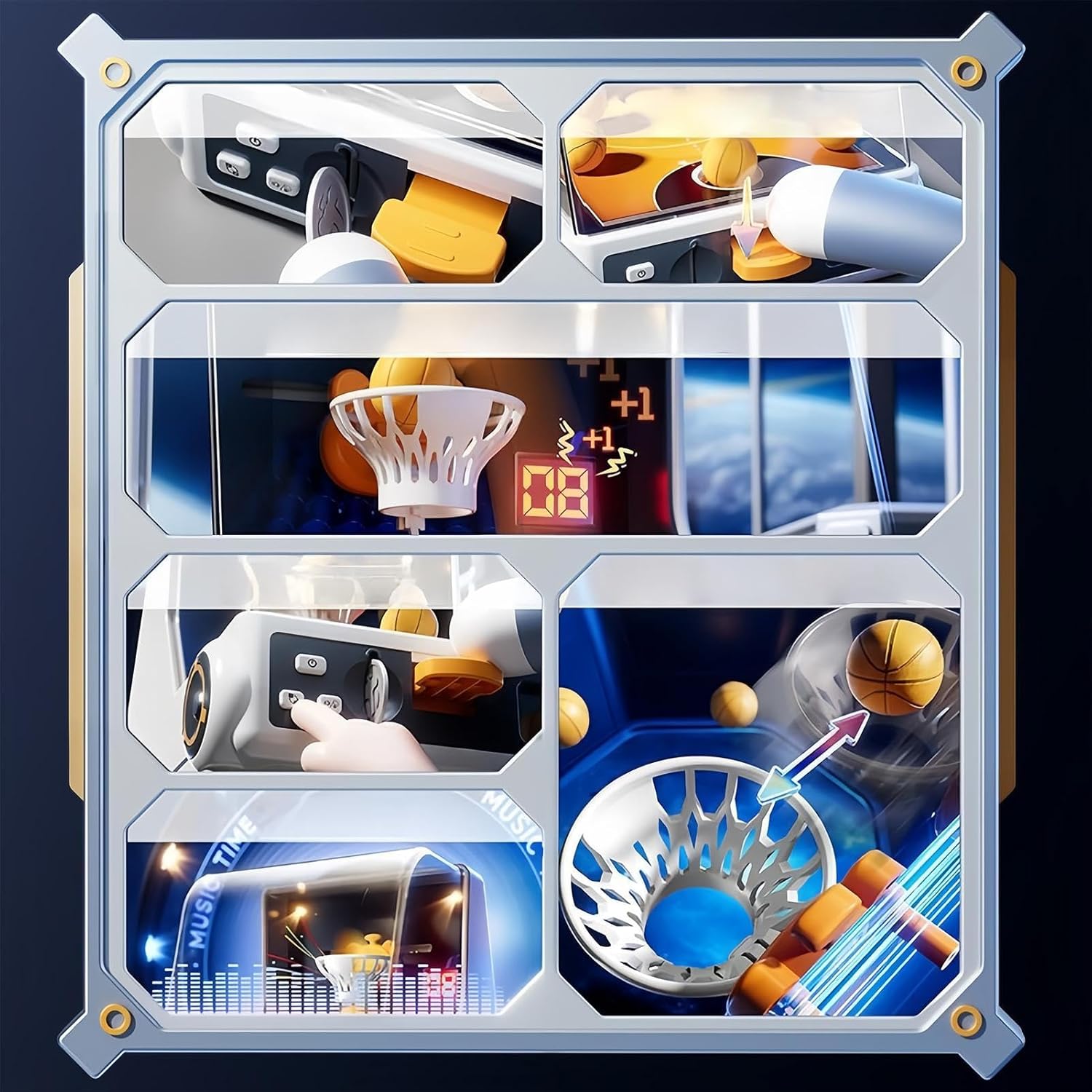 Tabletop Basketball Game, Desktop Basketball Launching Toy with 3 AA Batteries, Fun Indoor Game for Home, Office, Bedroom, School, Classroom, Kindergarten