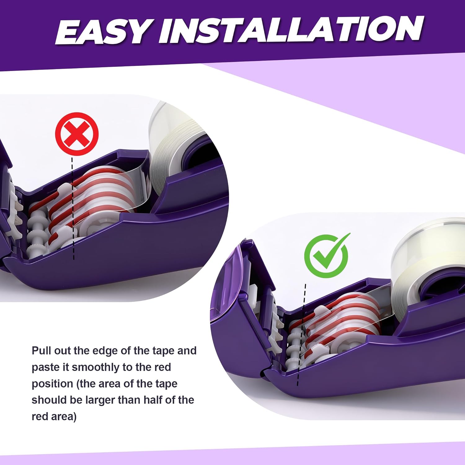 Saillong 2 Pack Automatic Tape Dispenser, All Inclusive Handheld Packaging Tape Dispenser Gun for Gift Wrapping, DIY Projects, Easy to Cut & Safe, Purple