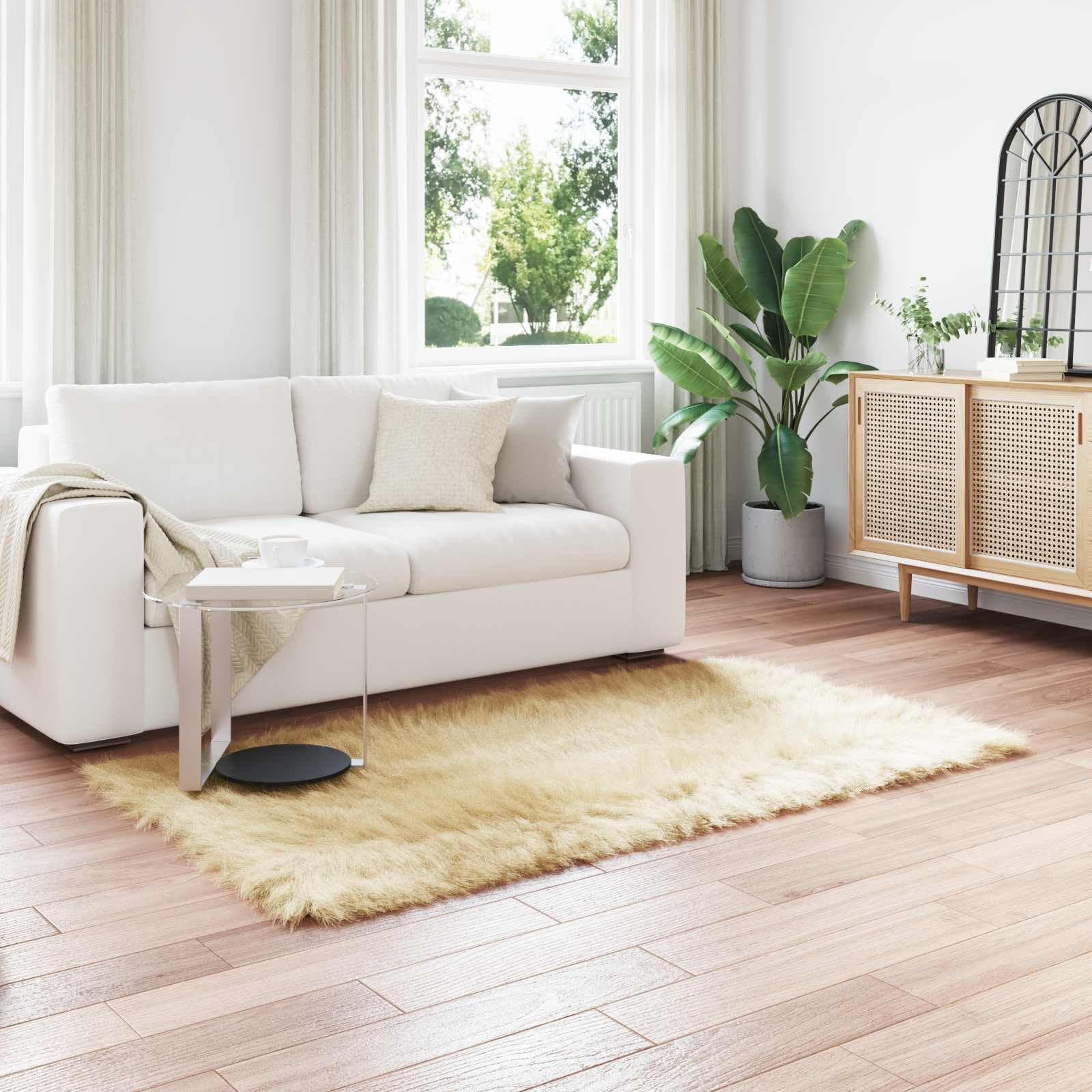 Tapis en fausse peau de mouton pour une chambre cocooning chaleureuse