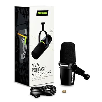【美品】SHURE MV7+ PODCAST MICROPHONE Shure MV7+ Professional Podcast Microphone with OBS