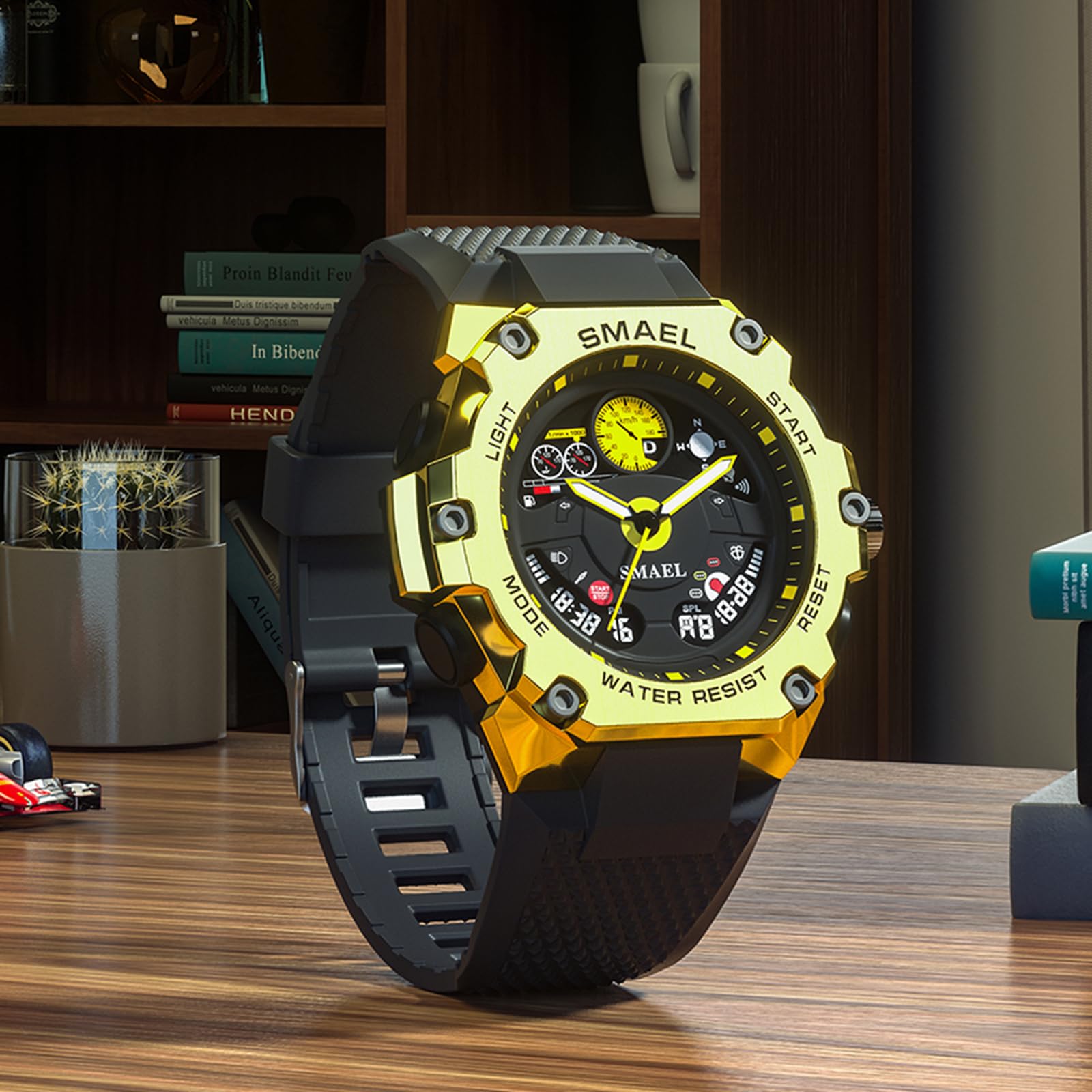 Orologio da polso da uomo, digitale e analogico, 5 ATM, impermeabile, militare, da uomo, con sveglia, LED, data, cronometro, sportivo, digitale, militare, per uomini, ragazzi, cronografo, orologio da