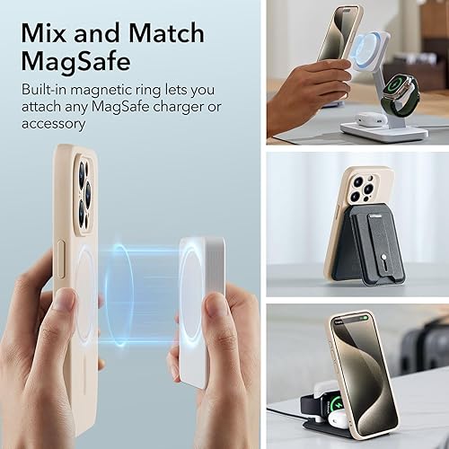Miniatura 7 de ESR Funda para iPhone 15 Pro Max con MagSafe, soporta carga magnética, funda delgada de silicona líquida, absorción de golpes, protección de