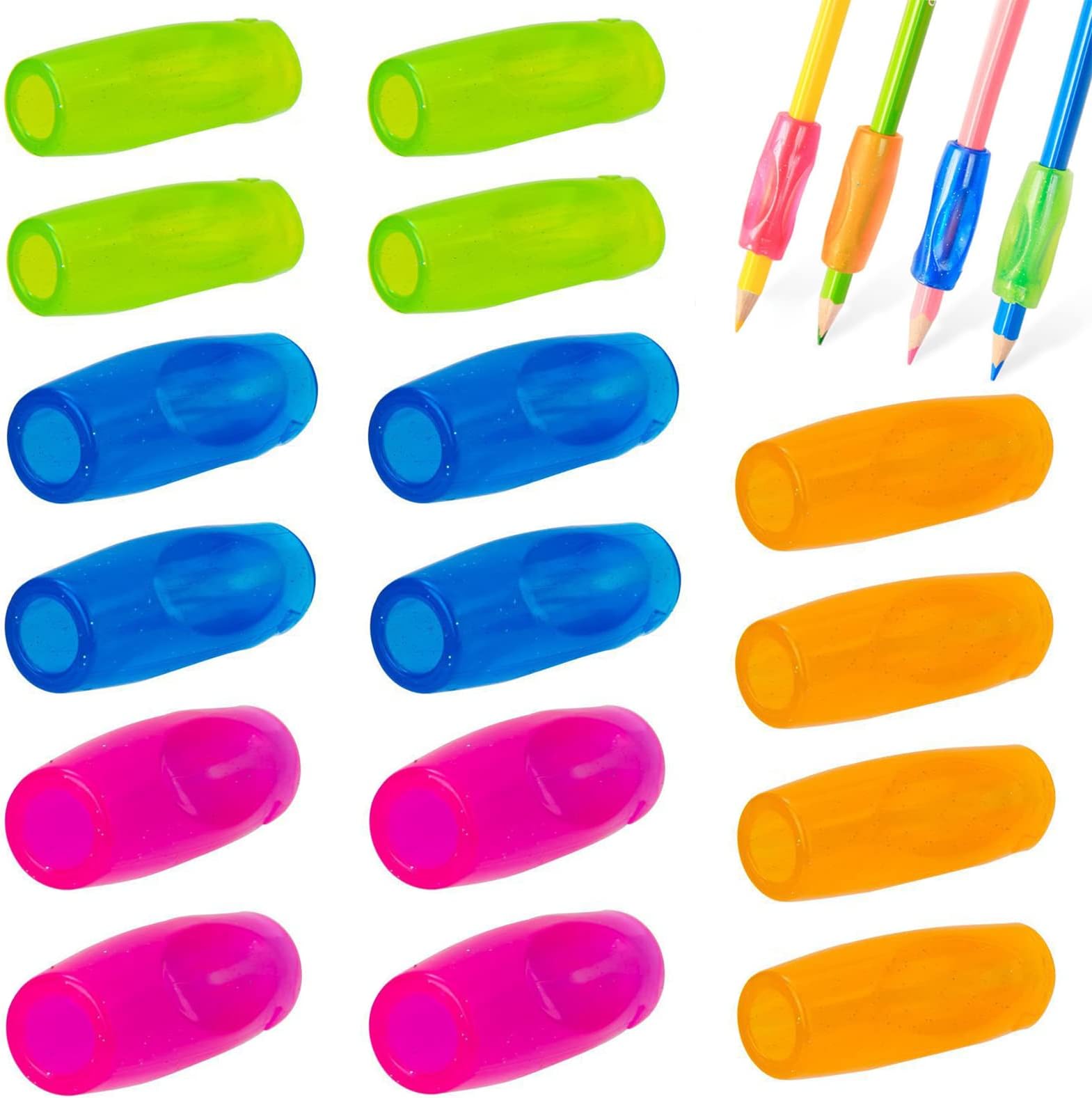 BOZILY 16 Pcs Writing Aid Grip Pen Grips Pencil Holder Grip Handwriting Grip Soft Silicone