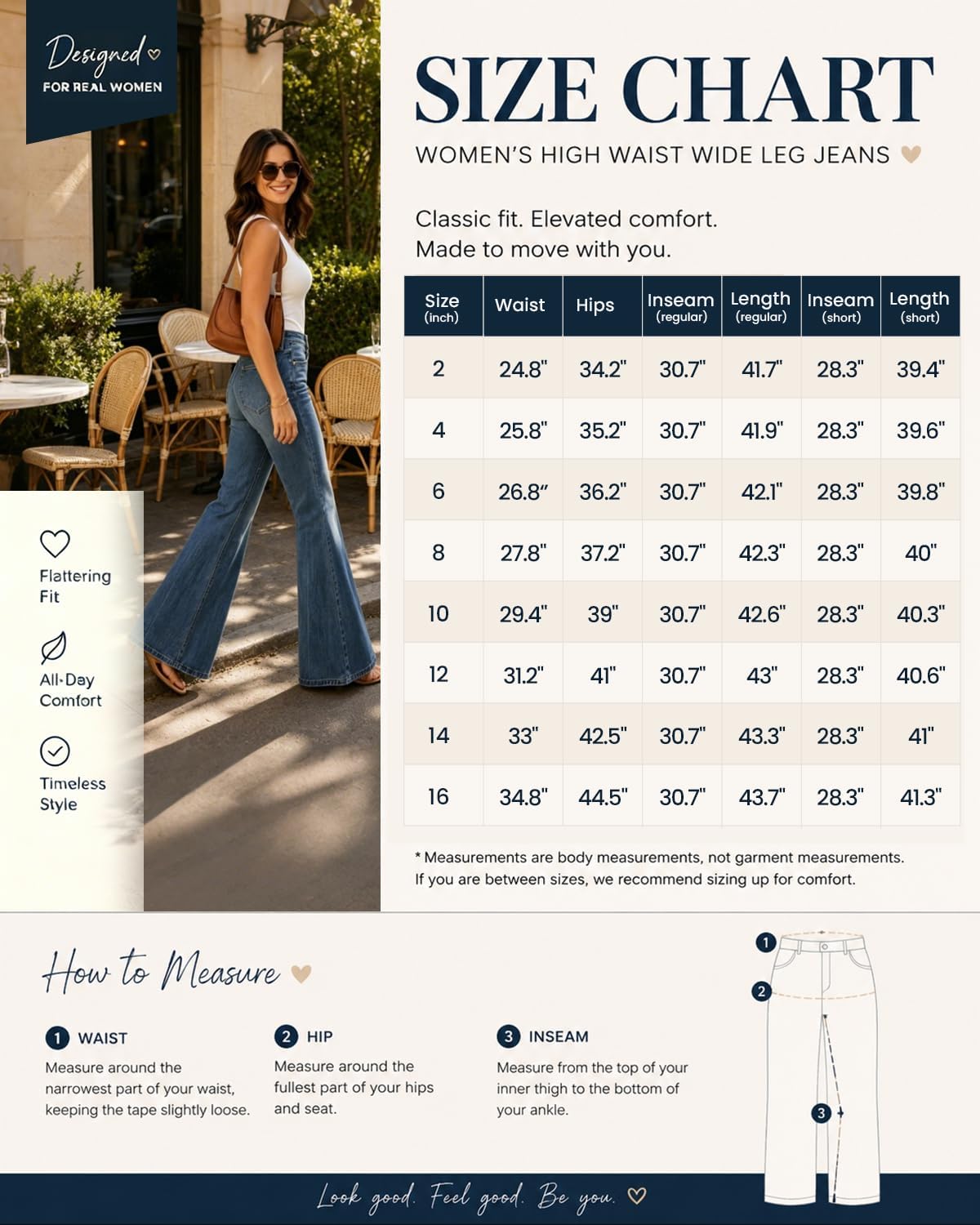Women's High Waisted Bell Bottom Jeans Wide Leg Flare Bootcut Denim Pants w/Tummy Control Stretchy Trendy ​​