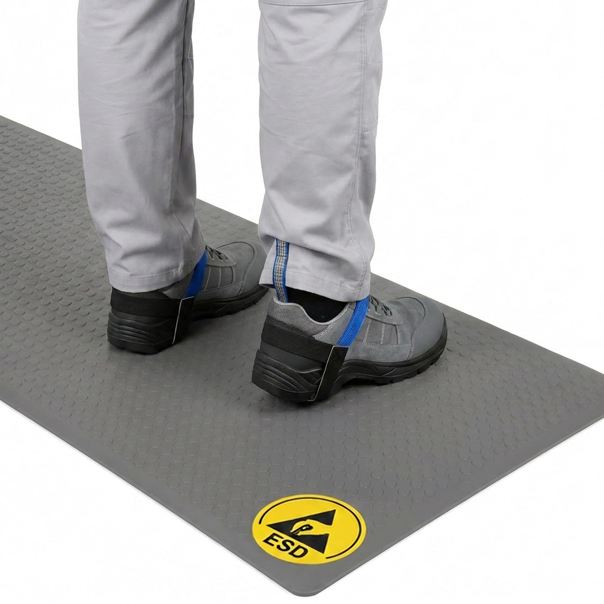 W4 ESD Anti-Ermüdungsmatte 9,5 mm – Antistatische Arbeitsplatzmatte nach EN 61340-5-1 – Ableitfähige Bodenmatte für Labor, Industrie & Elektronik – Grau – 91 x 200 cm