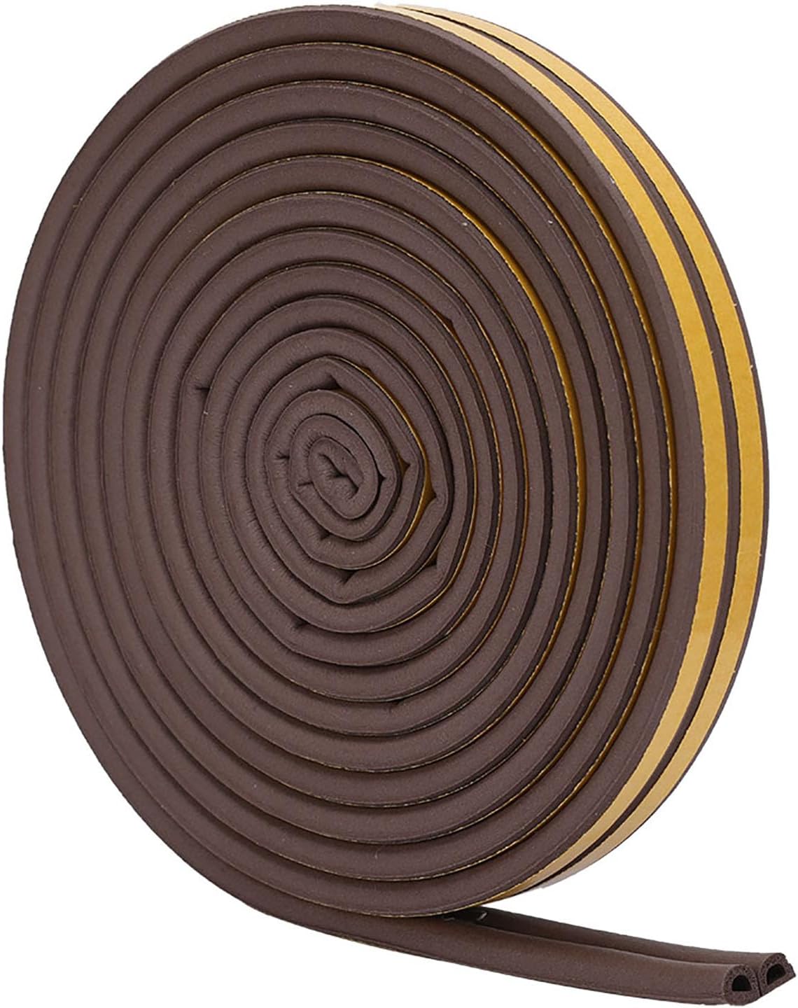 Self Adhesive Rubber Seal for Door Window Sound Insulation Strip, Foam Sealing Strip, Door Weatherproofing Stripping for a Quiet Living Environment, for Home Office Garage (Brown)