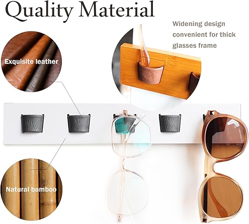 Miniatura 8 de ACOCOFE Organizador de lentes de sol para montaje en pared, soporte de almacenamiento de anteojos de madera, estante para múltiples gafas para