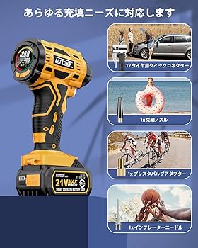 Amazon | AUTDER ポータブルエアコンプレッサー, コードレス