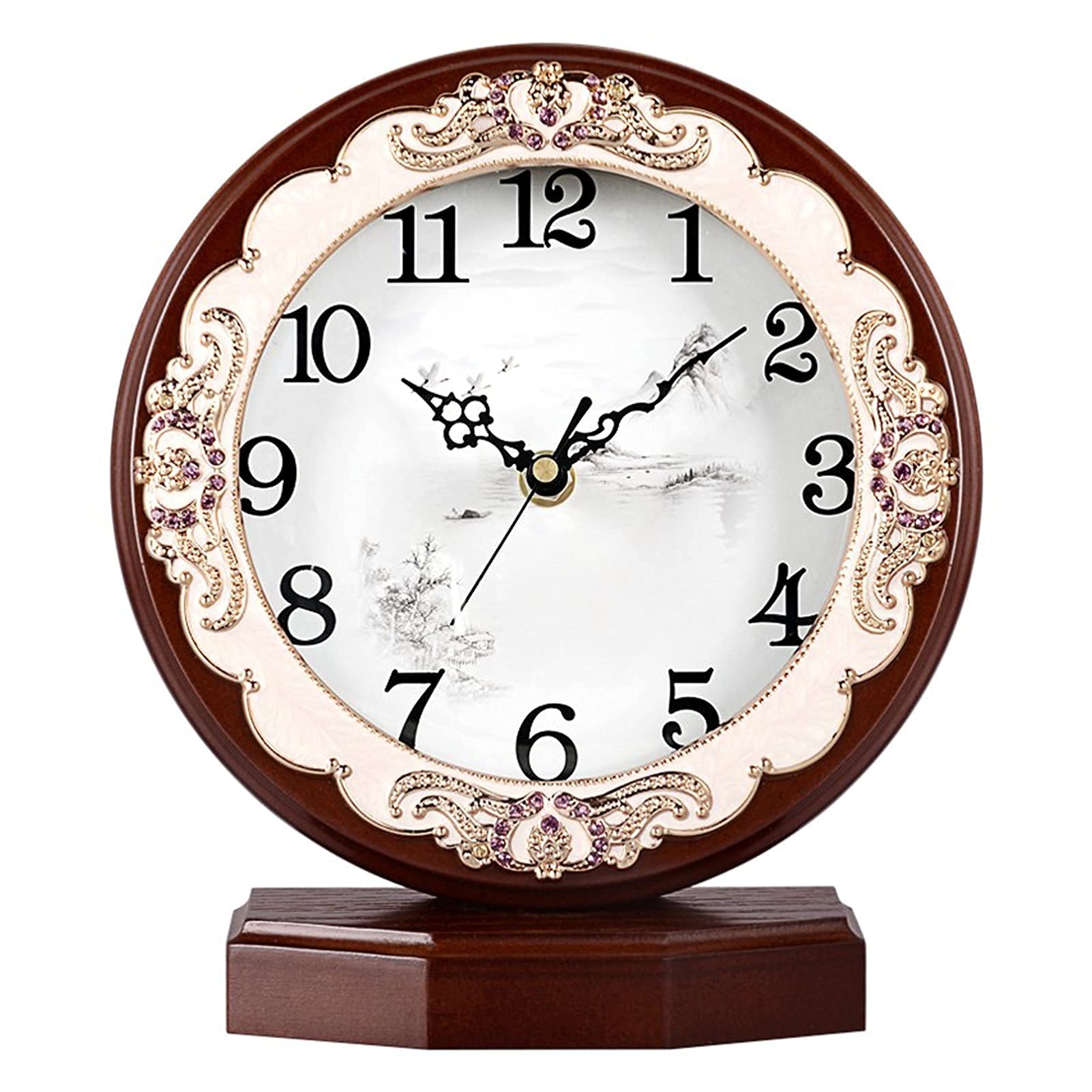 Desk Clock Table Clock European Clock Desk Clock Living Room Decoration Desktop Clock Retro Desk Clock Ornaments American Classical Bedside Alarm Clock