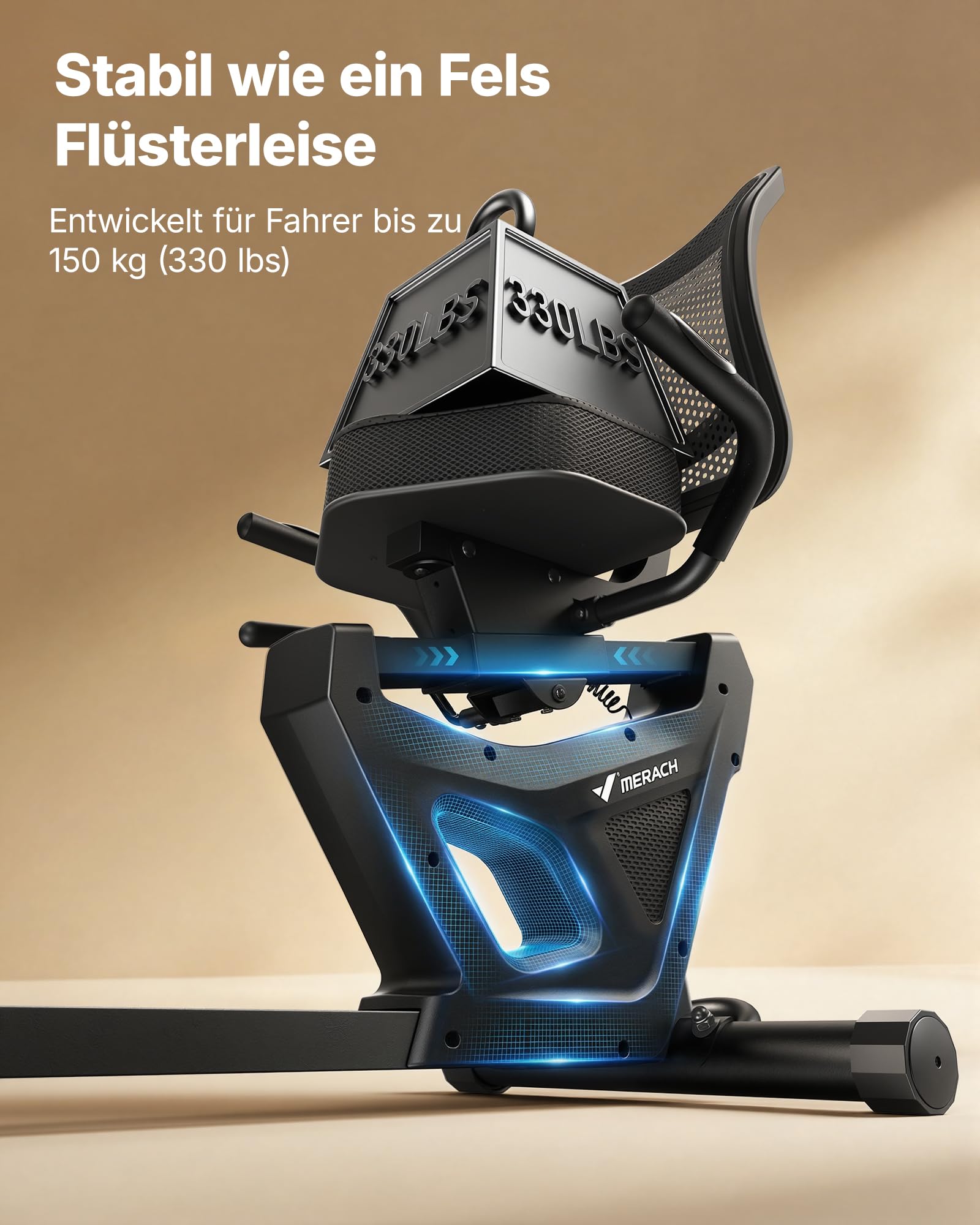 MERACH Liegeergometer für Zuhause mit 8 verstellbaren Widerstandsstufen, leichte kommerzielle Heimtrainer Fahrrad mit Smart Bluetooth, exklusiver App-Konnektivität, LCD-Display, Herzfrequenzsensoren