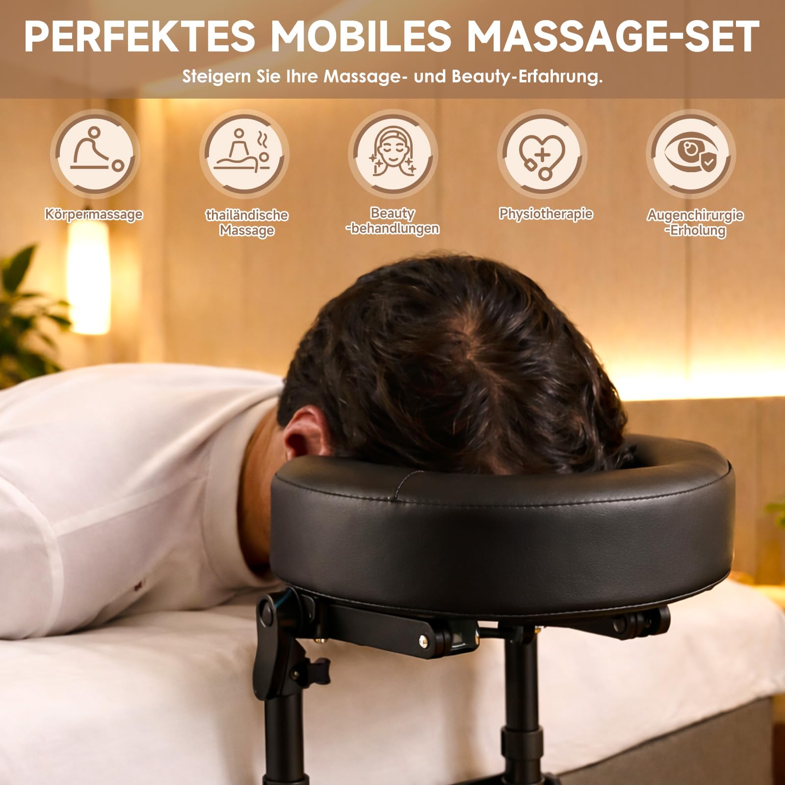 Massage Kopfstütze für Bett Höhe 14–45 cm, Ergonomische Massage-Kopfstütze & Massage-Kissen mit Gesichtsschlitz, kompatibel mit Massageliege, Massagetisch, Kosmetikliege, Kopf Massage Zubehör