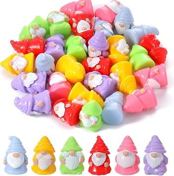 30 Pcs Mini Resin Gnomes 6 Colors Tiny Gnomes Miniature Figurines | Mini Gnome Decor Miniature Gnome Figurines for Garden Outdoor Landscape Dollhouse Patio Yard Lawn Potted Plant Decor