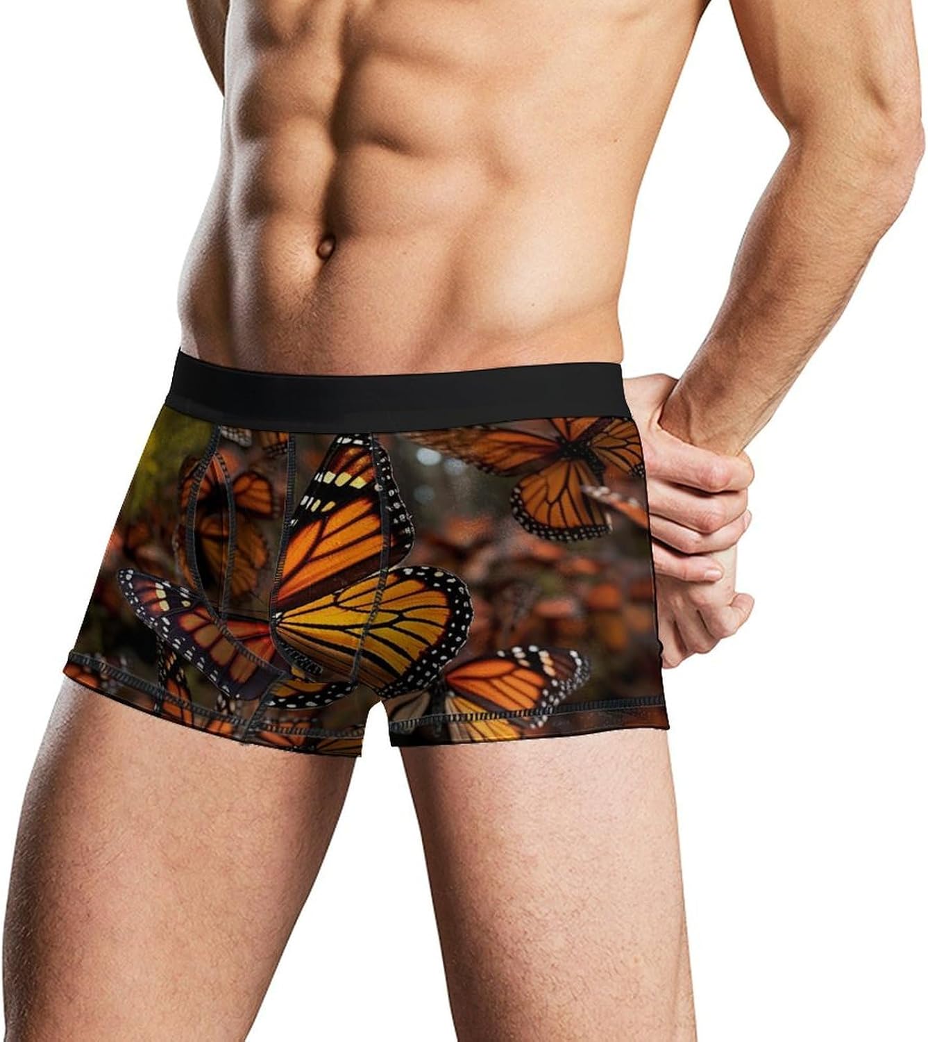 Butterfly Mens Boxer Briefs Short Breathable Underwear Trunks Soft Moisture-Wicking Boxer Shorts Novelty Underpants