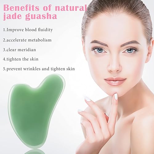 Miniatura 3 de Nuanchu Gua Sha - Herramienta facial de resina natural, 3 piezas, tabla de piedra de resina natural, raspado, masaje facial Gua Sha, herramienta de