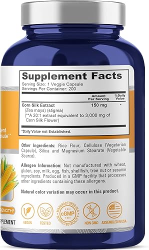 Miniatura 2 de NusaPure Extracto de seda de maíz 3,000 mg por cápsula - 200 cápsulas vegetales (100% vegetariano, sin OMG, extracto 20:1, sin gluten)