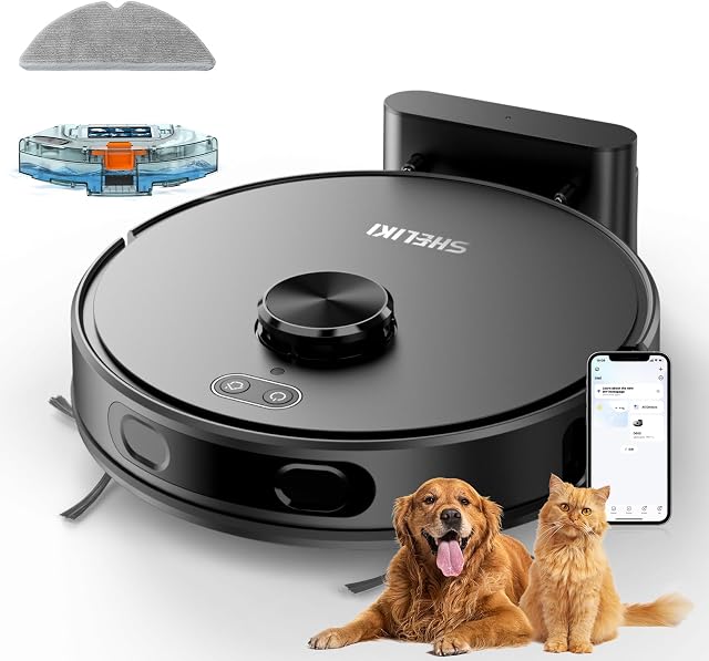 Robot Vacuum and Mop with LiDAR Mapping Pet Hair Hard Floors