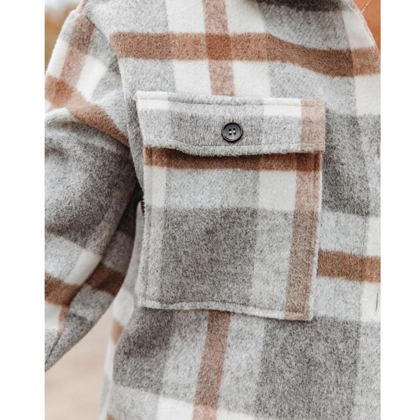Camisa de mujer, Camisa de manga larga a cuadros con botones Adecuado para todas las estaciones. Invierno como imprimación