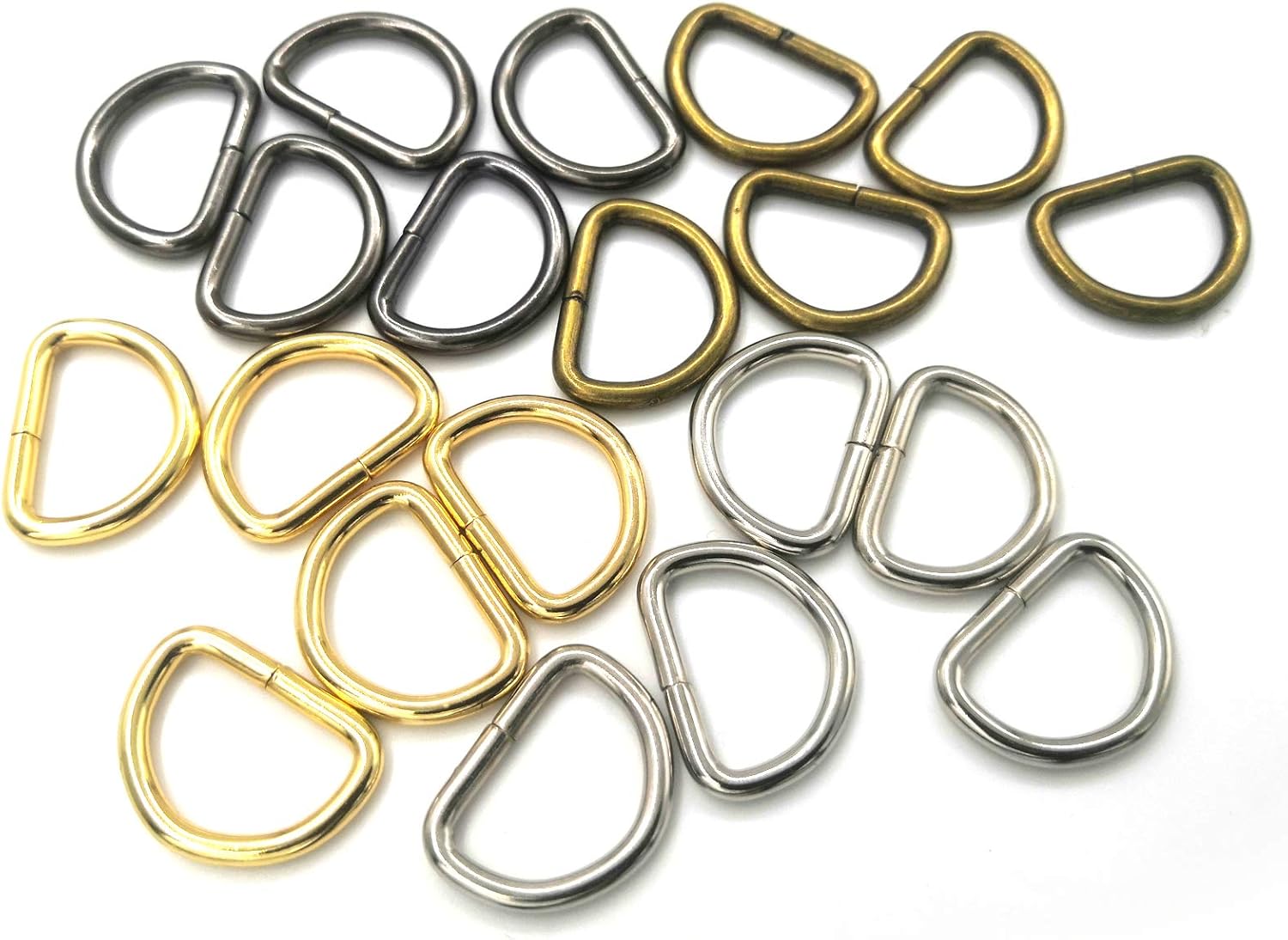 Metal D Ring Non Welded D-Rings Assorted 0.39 Inch, 0.5 Inch, 0.63 Inch, 0.75 Inch, 1 Inch (100 Pack) - Image 3