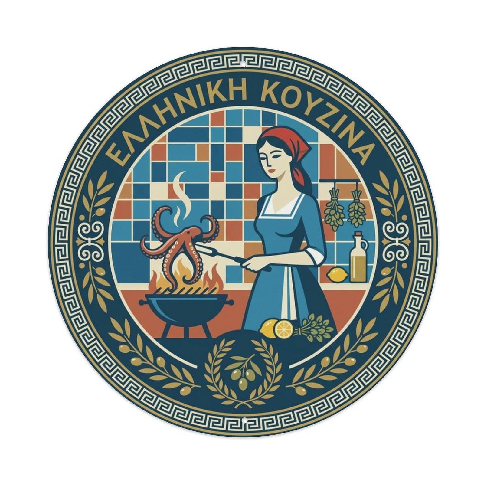 Greek Cuisine Octopus Culinary Travel Food Metal Tin Sign