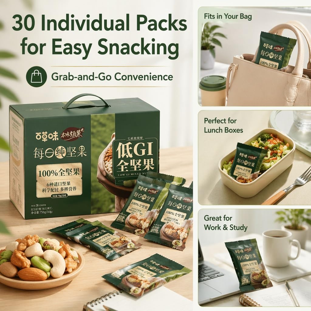 Paquetes Diarios De Refrigerios Nueces Y Frutas Secas, 30 Bolsas Envueltas Individualmente (750 G), 6 3, Crujientes Jugosos, For Llevar