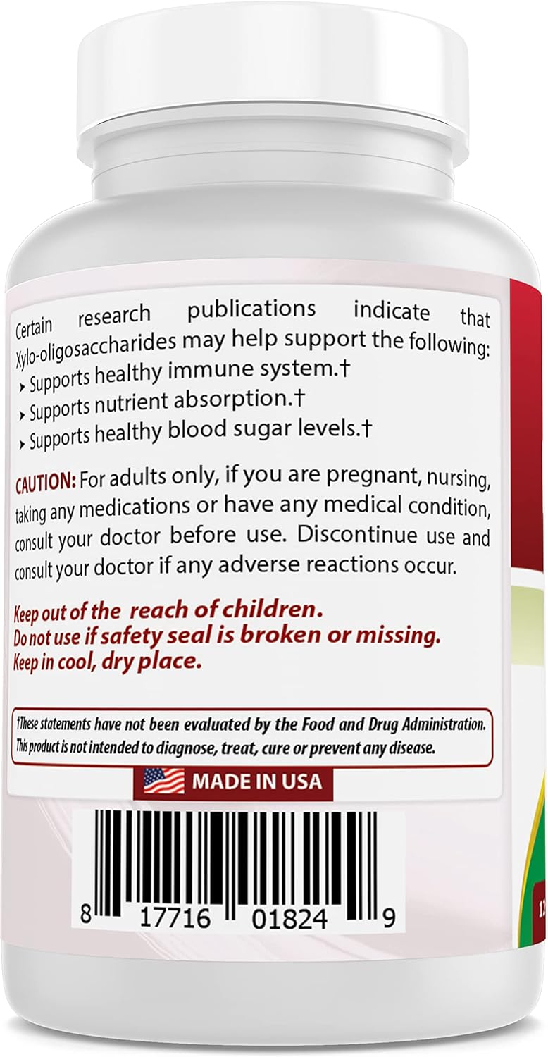 Best Naturals Prebiotics Fiber XOS (Xylo Oligosaccharide) 1400mg Serving 120 Veg Capsules - Image 7