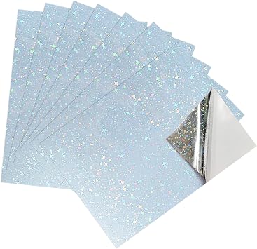 Printable Holographic Star Sticker Paper, Laser & Inkjet printable 8.5 x 11 Inches Dries Quickly Stickers Rainbow Vinyl Label 22 pcs
