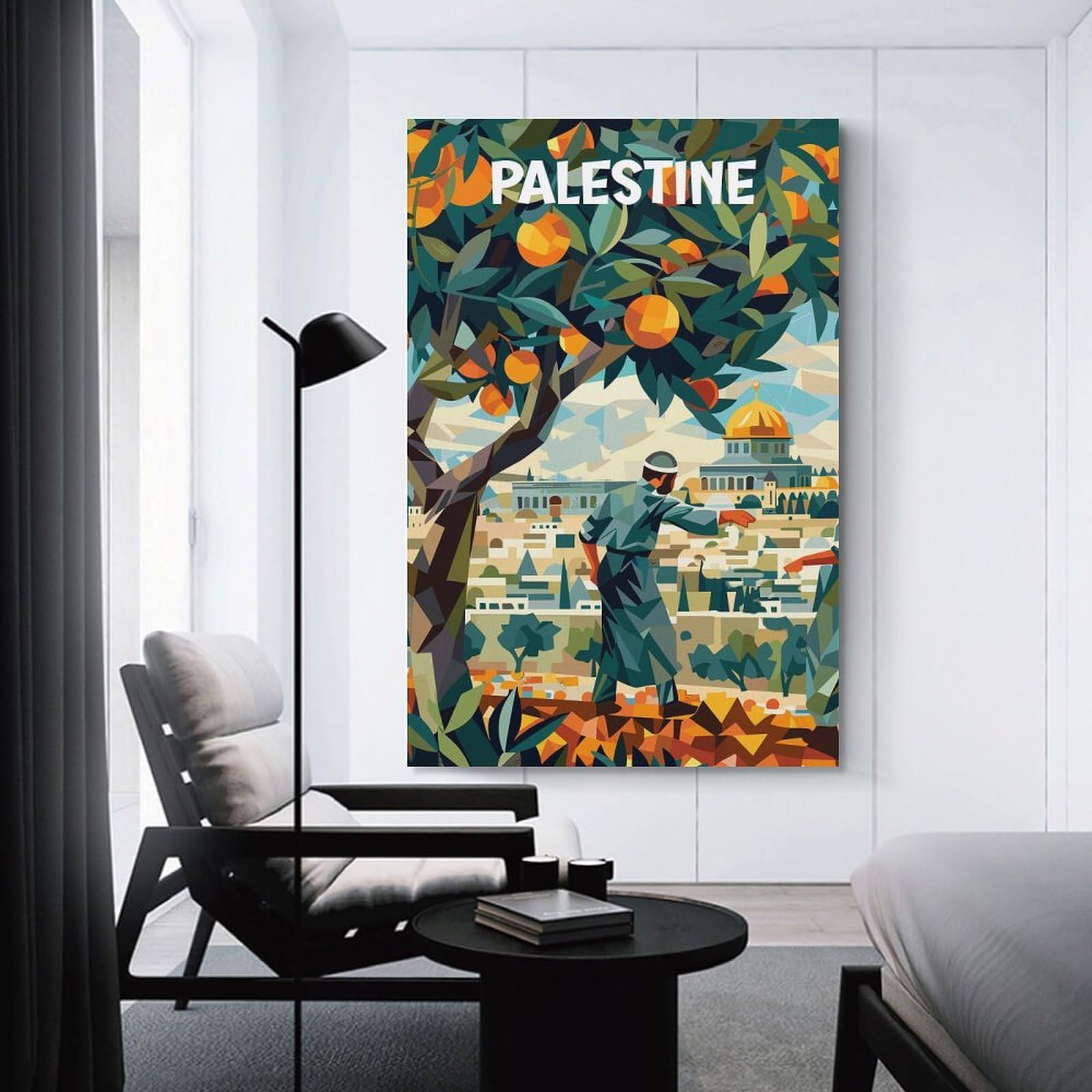 Junmoney Unframe-Style-5 Palestine Oranges Cubism Decorative Wall Artwork 08X12inch(20X30cm), For Corridors, Hallways Or Apartment Entries, Home Artwork For First Impressions