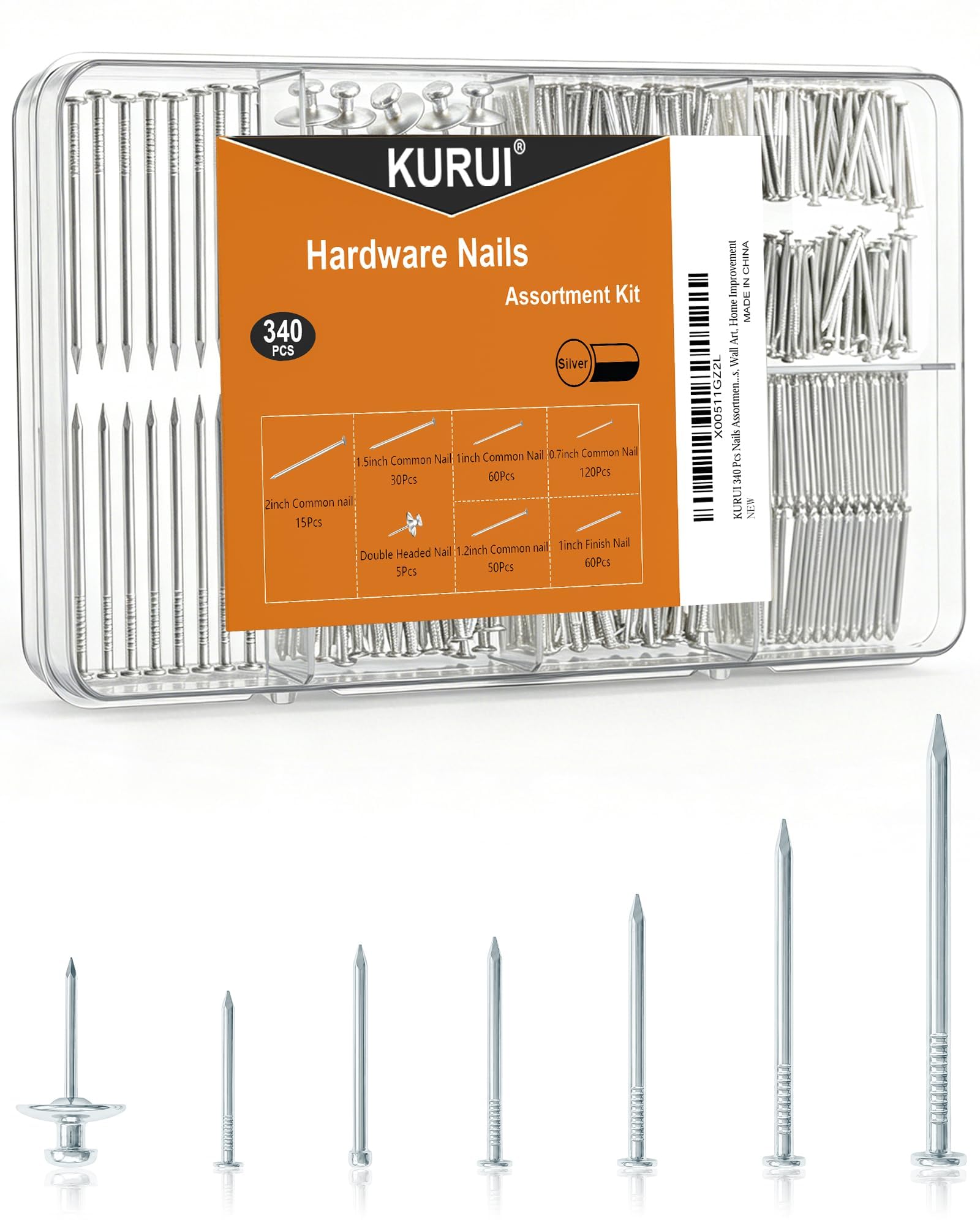 KURUI Nail Assortment Kit - 340 Nails for Hanging Art -1