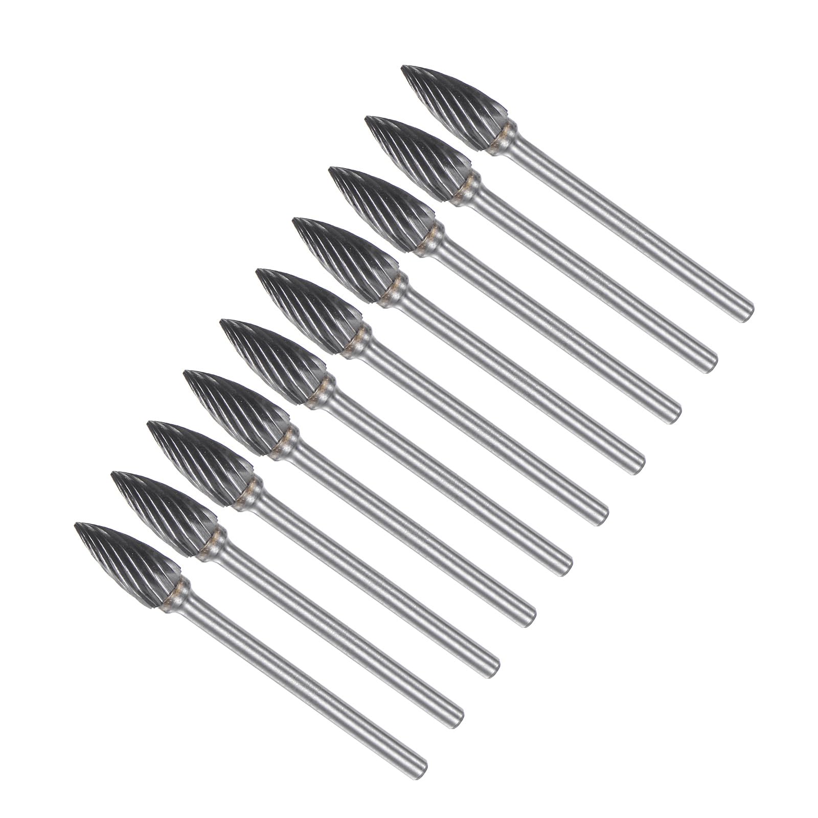 CoCud Tungsten Carbide Rotary Burrs File, 1/8" Shank 6mm Dia, Single Cut G-Shape Rotary Burrs Tool