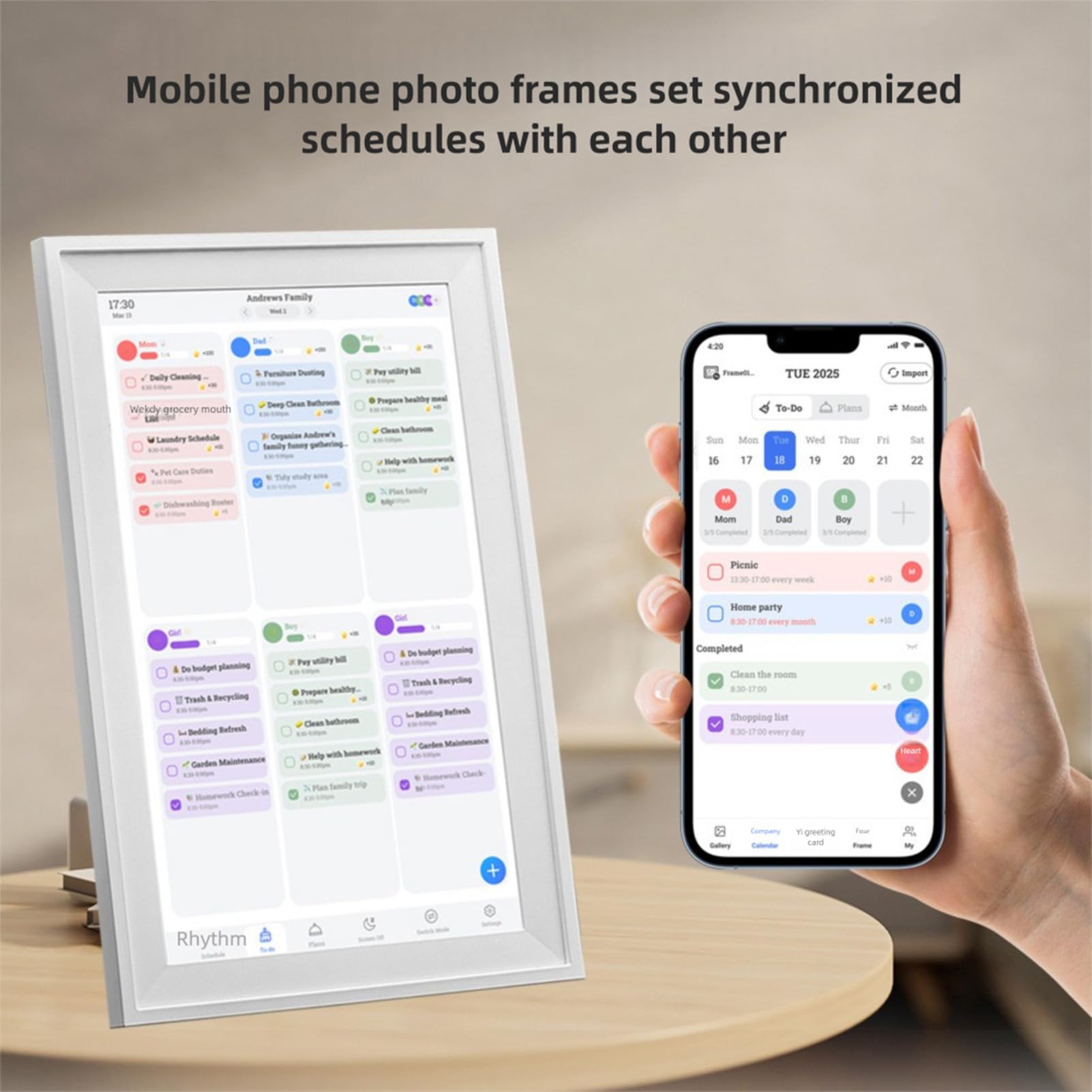 Akozon Intelligenter Digitaler Kalender, 10,1 Zoll HD-Touchscreen, WLAN, Dualband, 5G, Bilderrahmen, Familienplaner mit App für den Heimgebrauch (EU-Stecker)