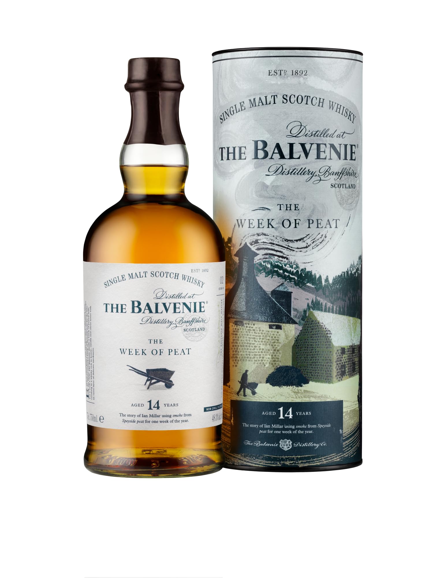 THE BALVENIE 14 Jahre The Week of Peat – Single Malt Scotch Whisky – Dezent rauchig mit süßen & würzigen Noten – mild & harmonisch – 48,3% vol. – 0,7 l product image