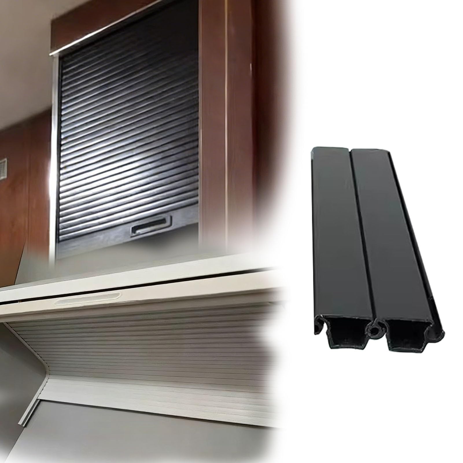 Vibeo Porte Accordéon Interieur Porte à Tambour Noire pour Meuble de Cuisine, Kit de Porte Enroulable Rétractable avec Poignée, Porte à Tambour Enroulable pour Placard Intérieur(55x55cm(21.7x21.7in))