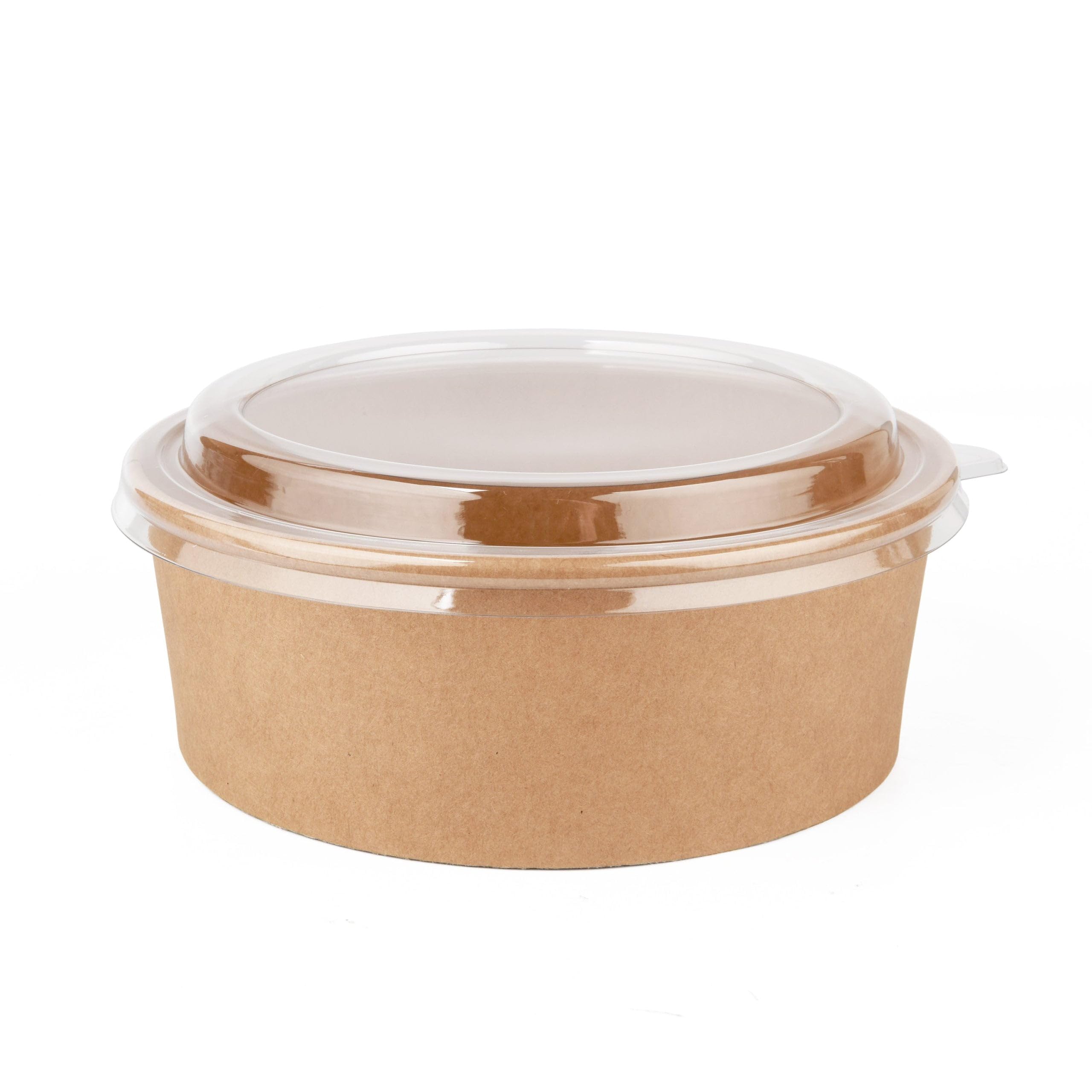 Cuencos desechables de papel kraft para llevar ensalada y tapa, recipientes de alimentos 50, 100, 300 unidades, recipiente marrón con tapas para alimentos fríos y calientes, aperitivos de postre