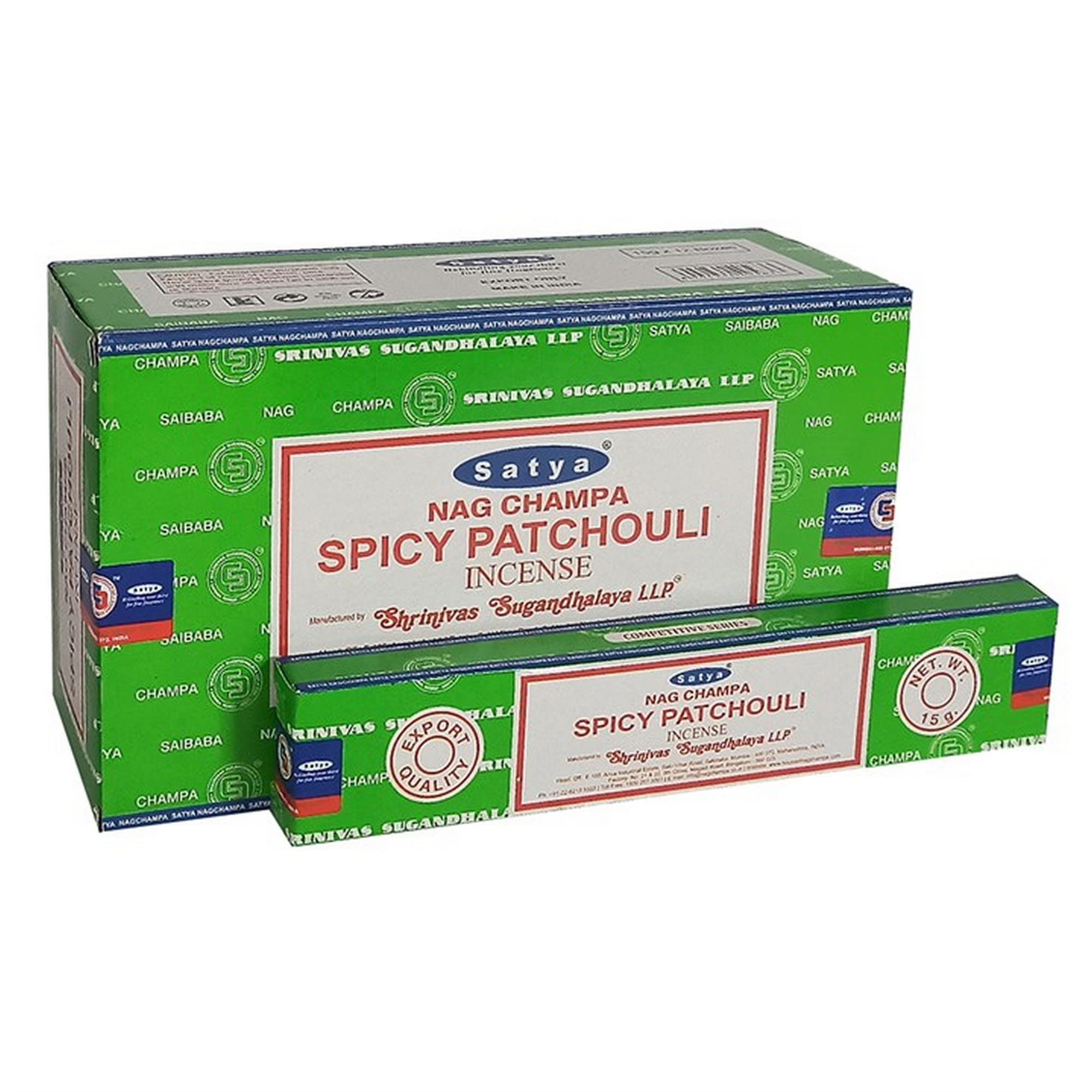 Satya . Spicy Patchouli Incense Sticks 12 Packs Of 15 G Approx. 180 Sticks
