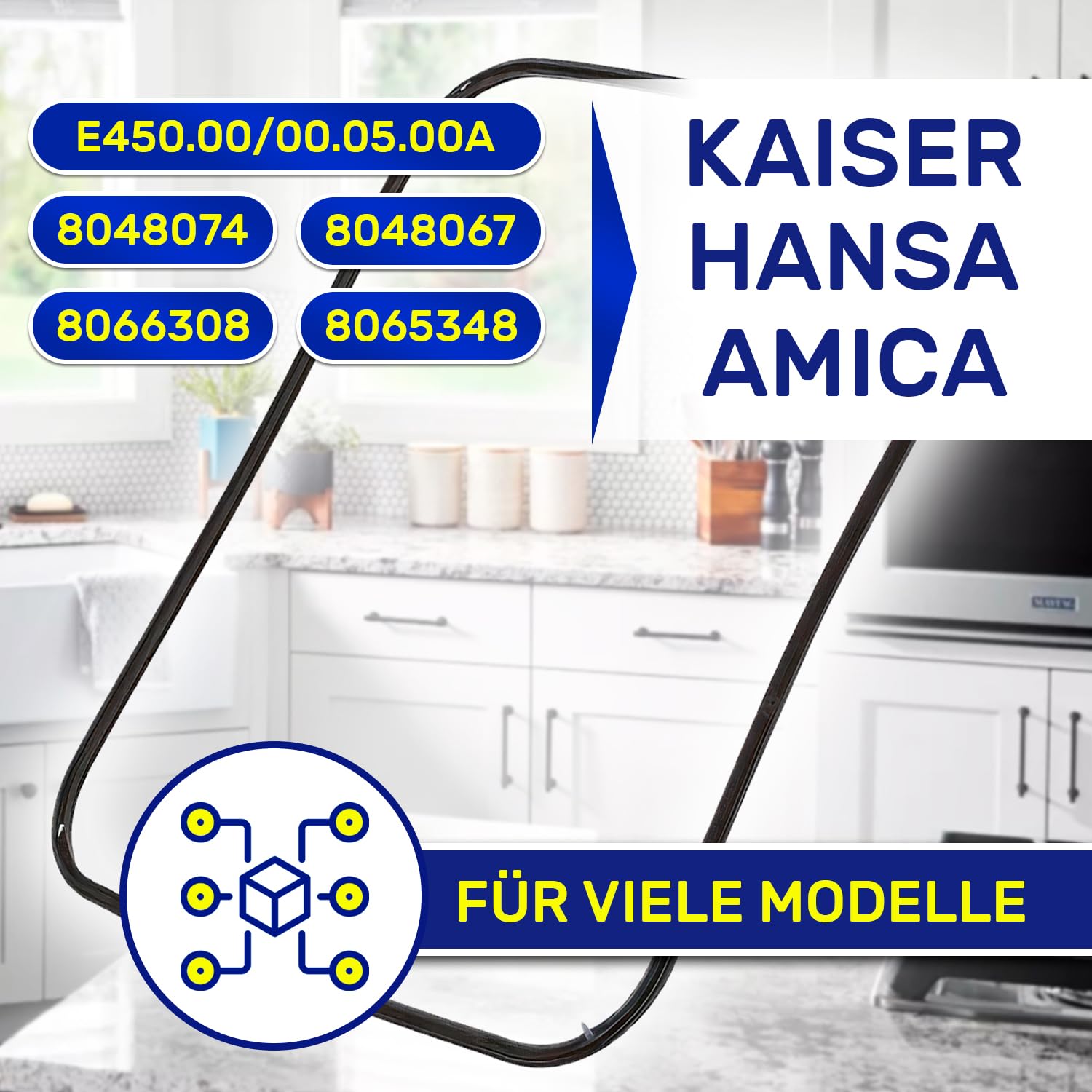 Backofen Dichtungsgummi 410x330 mm mit 4 Haken mit dem Originalcode 8065348 80445572 Backofen Dichtung für Amica für Hansa für Kaiser - MADE IN EU - Garantie 10 Jahre - MONTERAL
